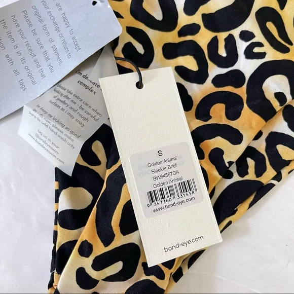 Bound by Bond Eye Golden Leopard Print Bikini Swim Set Size Small bottom Med Top - Picture 3 of 8